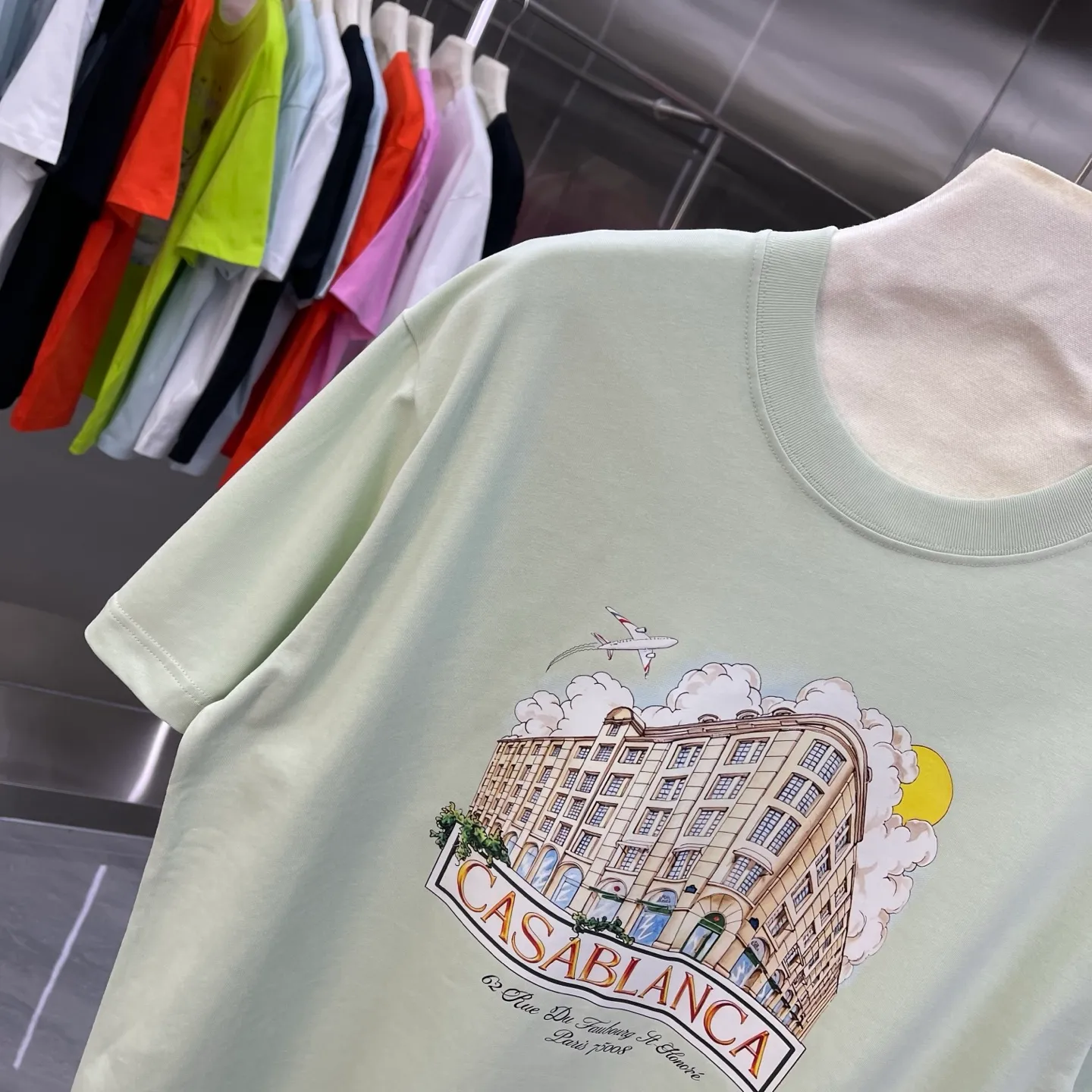 New Arrival Casablanca Classic Series T ～ ， ， 。 ， Classic ， In Stock ！ ：White Black Light Green Light Blue Pink（5 ） Size：S M L XL XXL